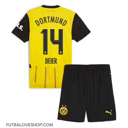 Dres Borussia Dortmund Maximilian Beier #14 Domáci pre deti 2024-25 Krátky Rukáv (+ trenírky)